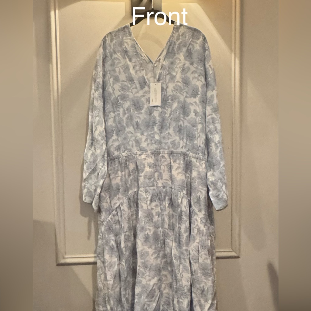 Vince Blue And White Flour Patter Dress - Plus Size